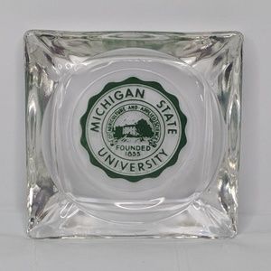 Vintage Michigan State University Glass Ashtray